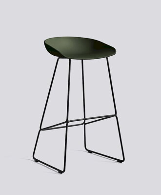 Barová židle AAS 38 Black Powder Coated Steel - Green