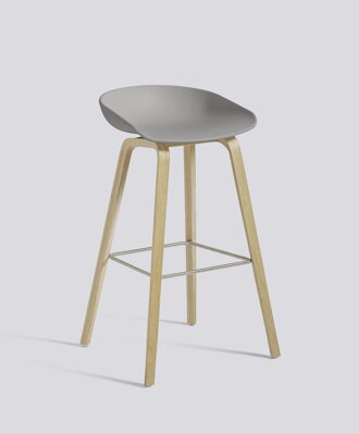 Barová židle About a Stool AAS 32 Oak veneer - Concrete grey seat