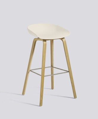 Barová židle About a Stool AAS 32 Oak veneer - Cream White seat