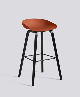 Barová židle About a Stool AAS 32 Black Stained Oak veneer - Orange seat