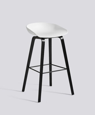 Barová židle About a Stool AAS 32 Black Stained Oak veneer - White seat