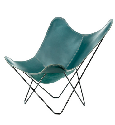 Křeslo Leather Butterfly Chair – Pampa Mariposa Ocean Blue  / motýlí křeslo