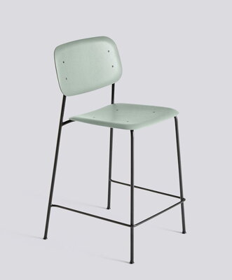 Barová židle Soft Edge 10 Bar Stool / Low Black Powder Coated Steel / Dusty Green Stained