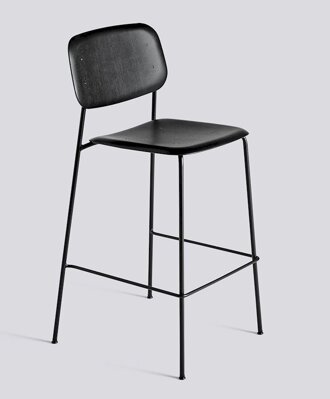 Barová židle Soft Edge 10 Bar Stool / High Black Powder Coated Steel / Black Stained