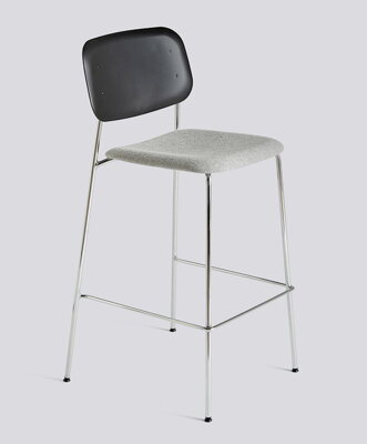 Barová židle Soft Edge P10 Bar Stool / High Chromed Steel / Black / Hallingdal 166 Seat Upholstery