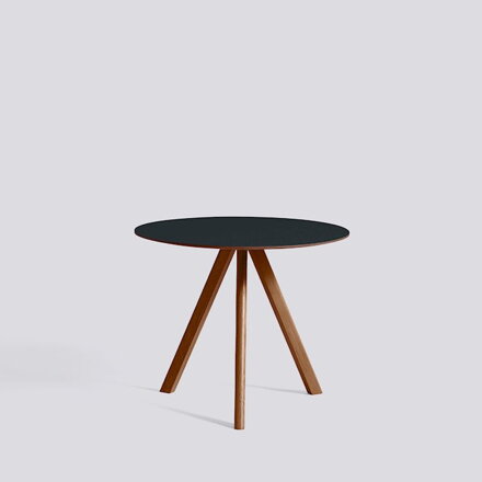 Jídelní stůl CPH 20 round / walnut water-based lacquered solid walnut / dark grey linoleum  Ø90 X H74