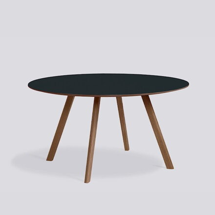 Jídelní stůl CPH 25 round / walnut water-based lacquered walnut / dark grey linoleum Ø140 X H74