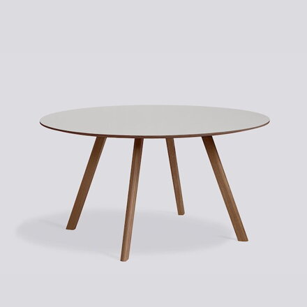 Jídelní stůl CPH 25 round / walnut water-based lacquered walnut / pebble grey linoleum Ø140 X H74