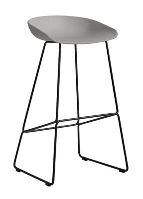 Barová židle AAS 38 Black Powder Coated Steel - Concrete Grey