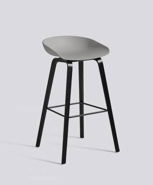 Barová židle About a Stool AAS 32 Black Stained Oak veneer - Concrete grey seat