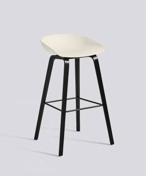 Barová židle About a Stool AAS 32 Black Stained Oak veneer - Cream White seat
