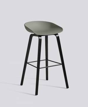 Barová židle About a Stool AAS 32 Black Stained Oak veneer - Dusty Green seat