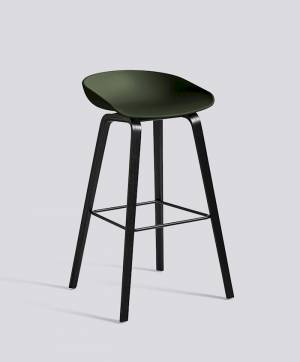 Barová židle About a Stool AAS 32 Black Stained Oak veneer - Green seat