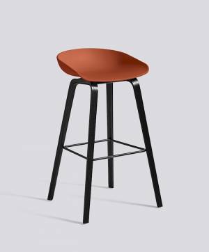 Barová židle About a Stool AAS 32 Black Stained Oak veneer - Orange seat