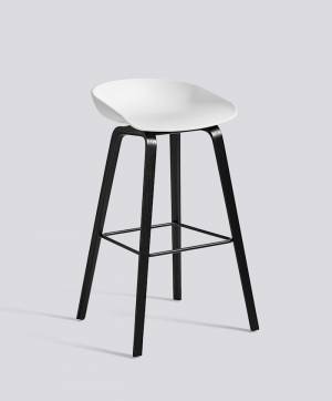 Barová židle About a Stool AAS 32 Black Stained Oak veneer - White seat