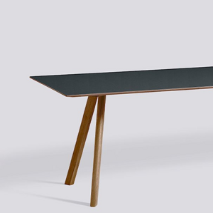 Jídelní stůl CPH 30 / walnut water-based lacquered solid walnut / dark grey linoleum 250 x 90 x výška 74 cm